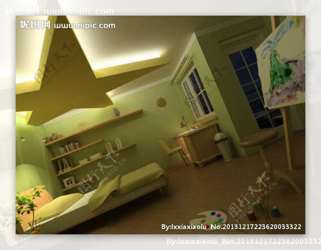 现代儿童卧室3D模型图片