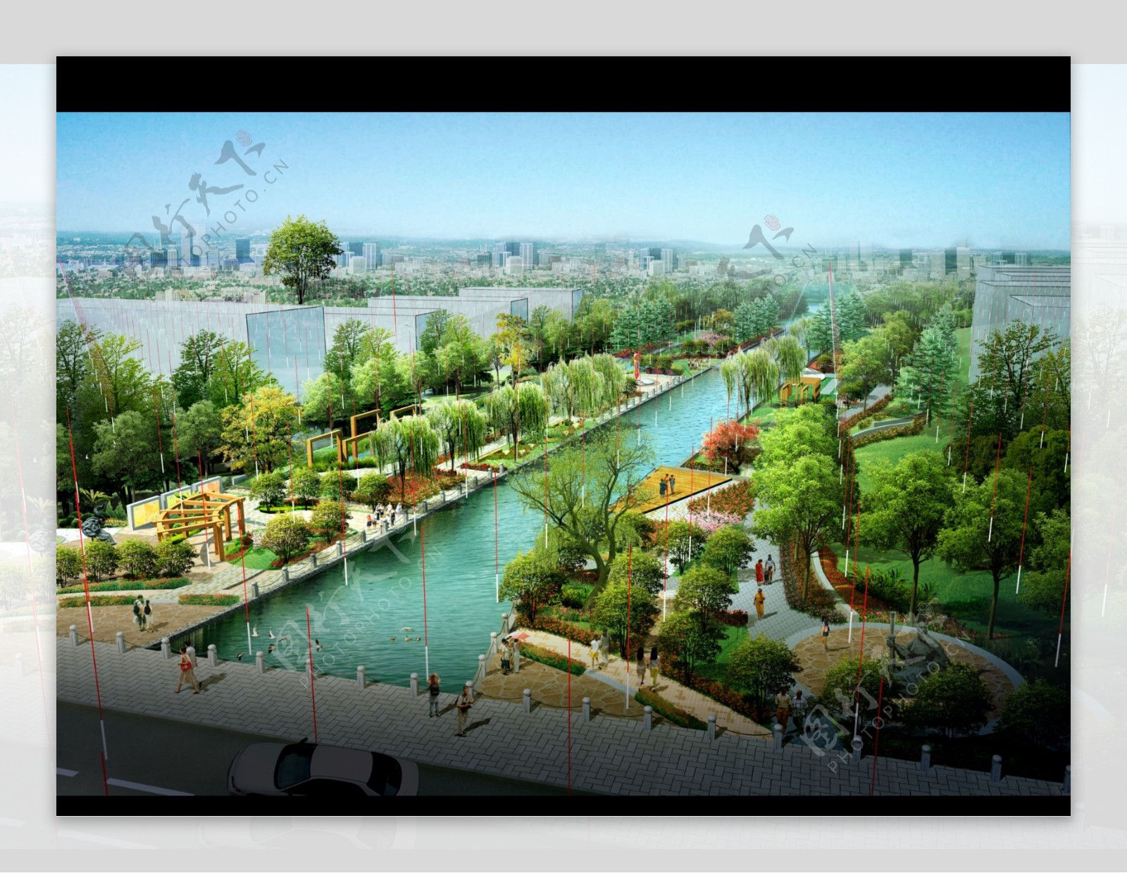 河道公园景观效果图图片