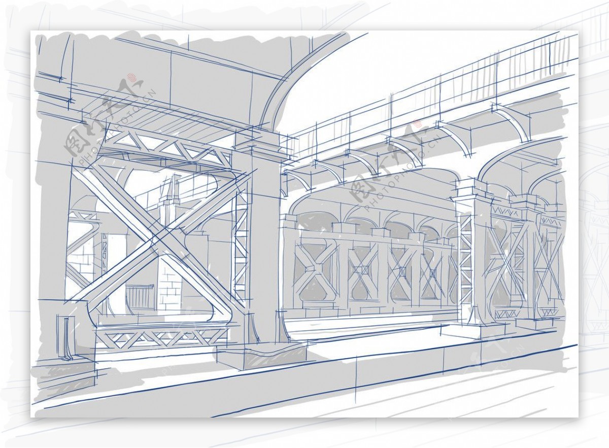 手绘桥梁图片