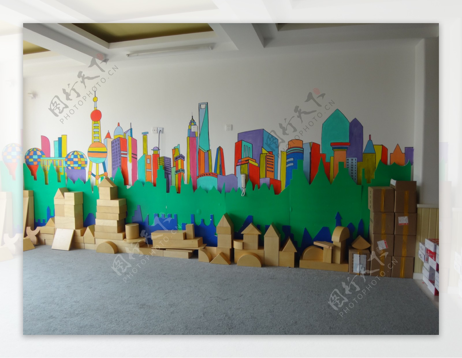 幼儿园墙绘上海印像图片