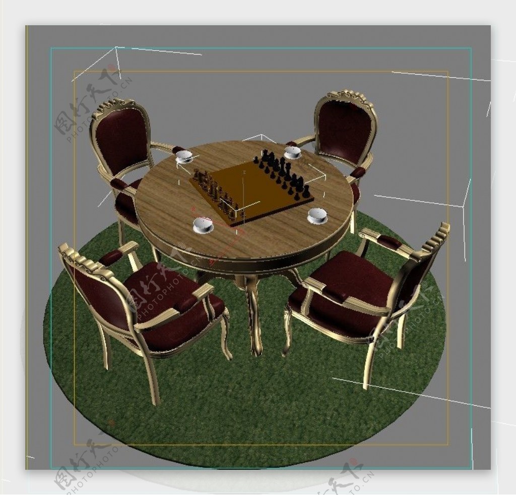 欧式餐桌模型图片