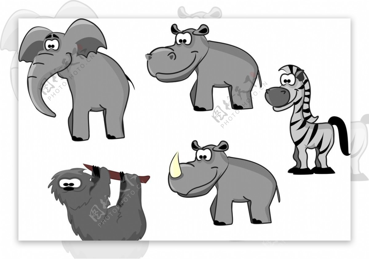 卡通大象犀牛图片