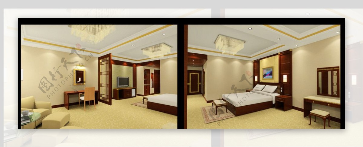原创酒店宾馆豪华套房3dmax模型图片