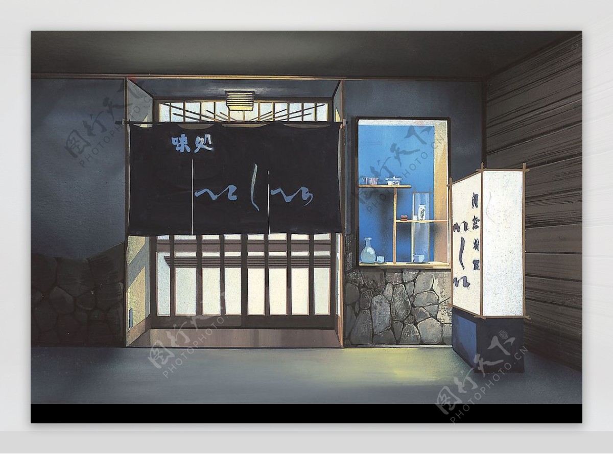 日本高質動漫風景插畫夜的小店图片