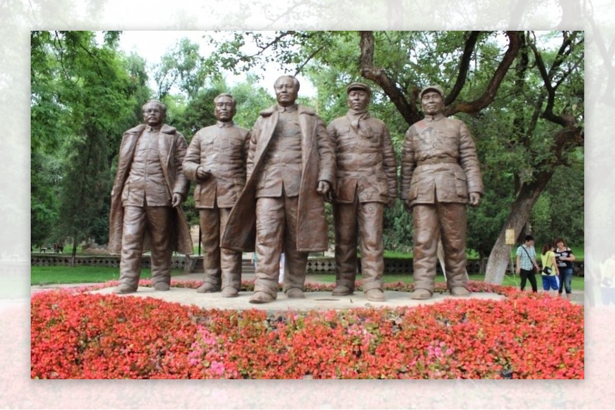 枣园毛泽东铜像图片