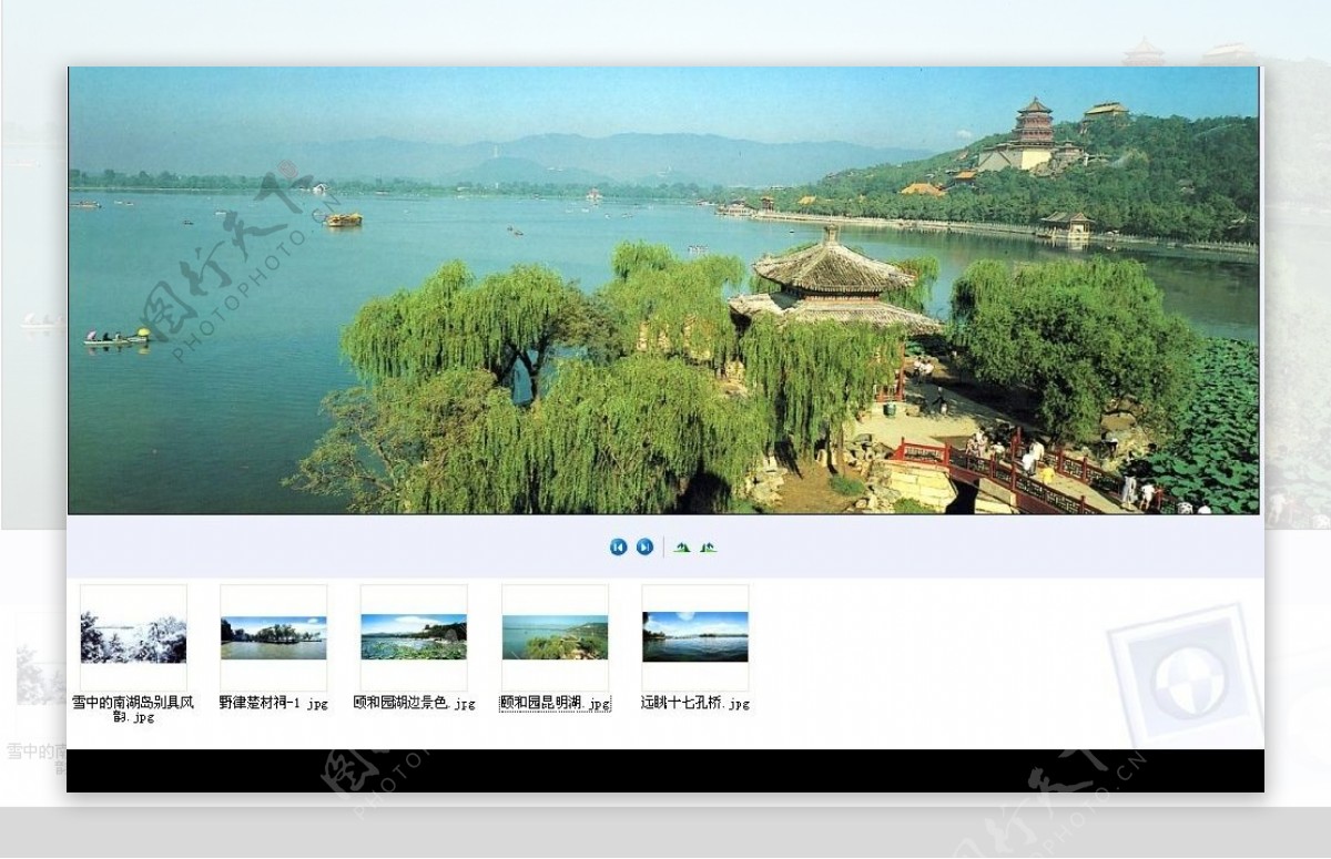 北京名胜颐和园全景图昆明湖十七孔桥高精图图片