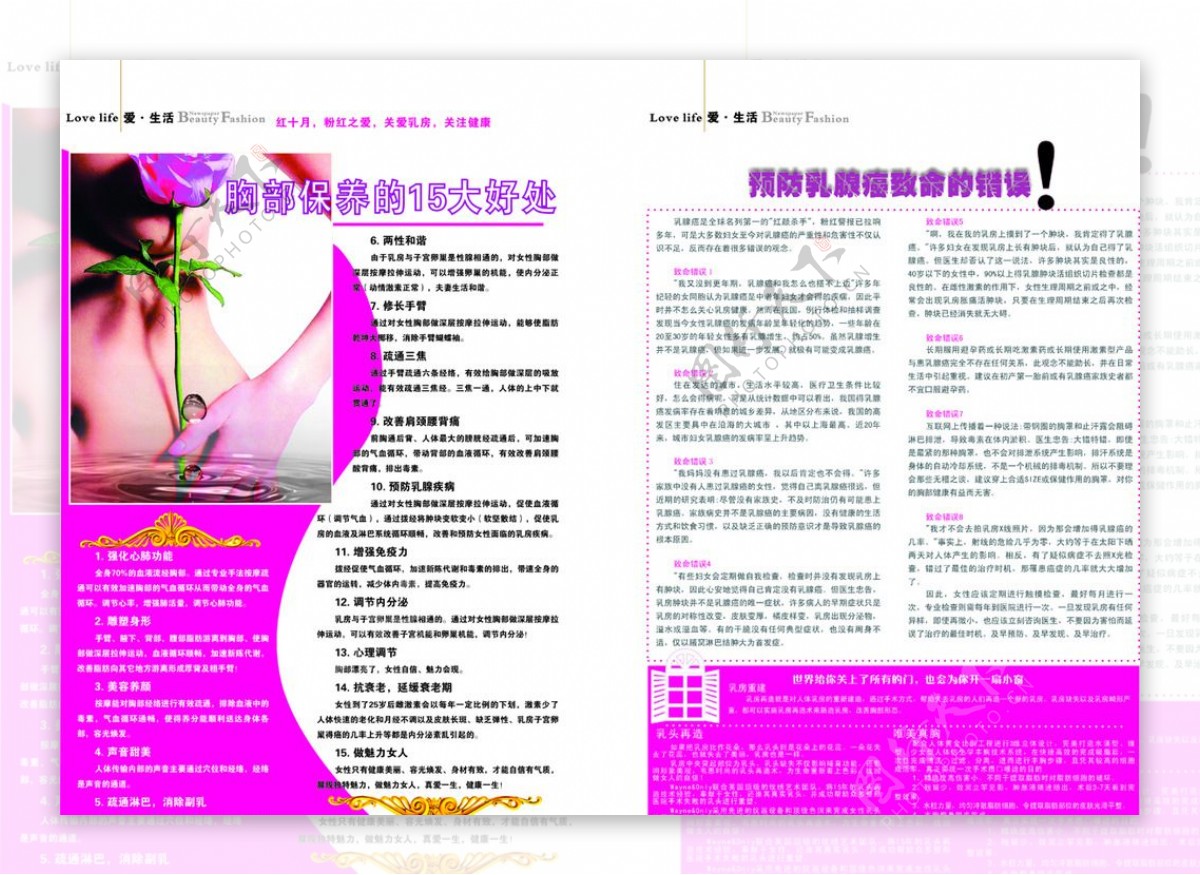 乳房保养杂志页面图片
