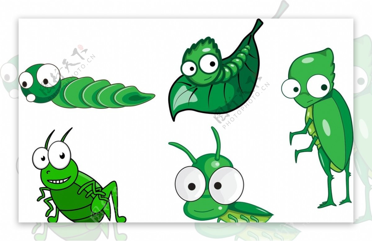 卡通绿色虫子图片
