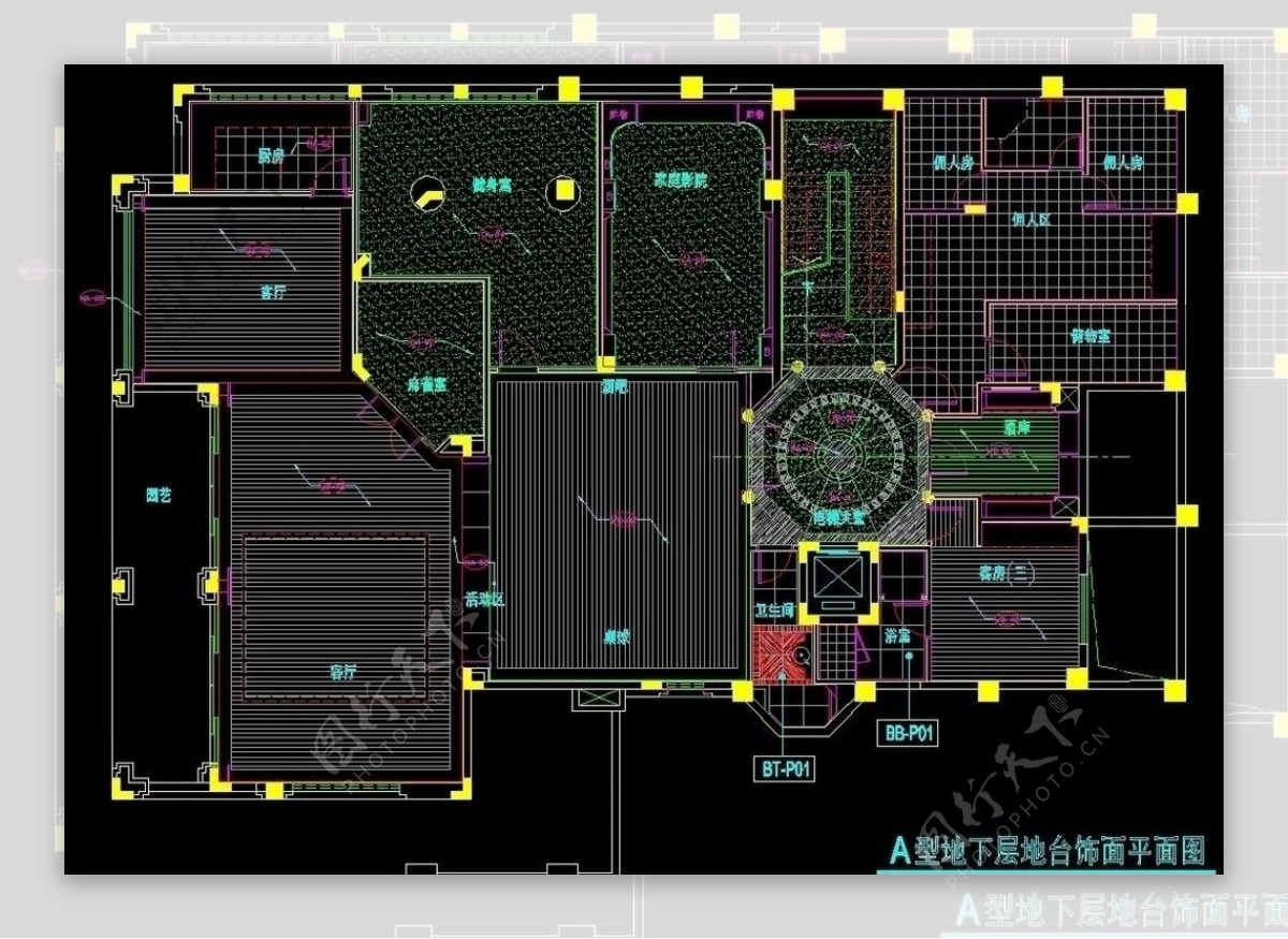 A型地下层地台饰面平面图图片