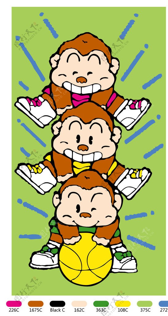 三個小猴图片