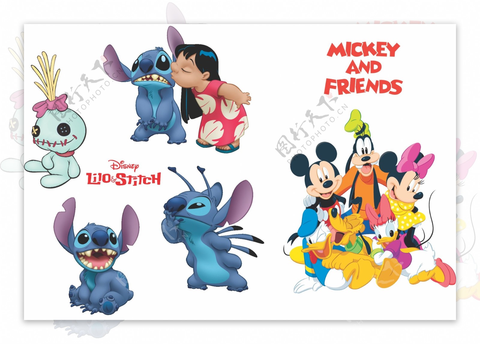 Disney米老鼠米妮史迪仔stitch部分位图组成图片