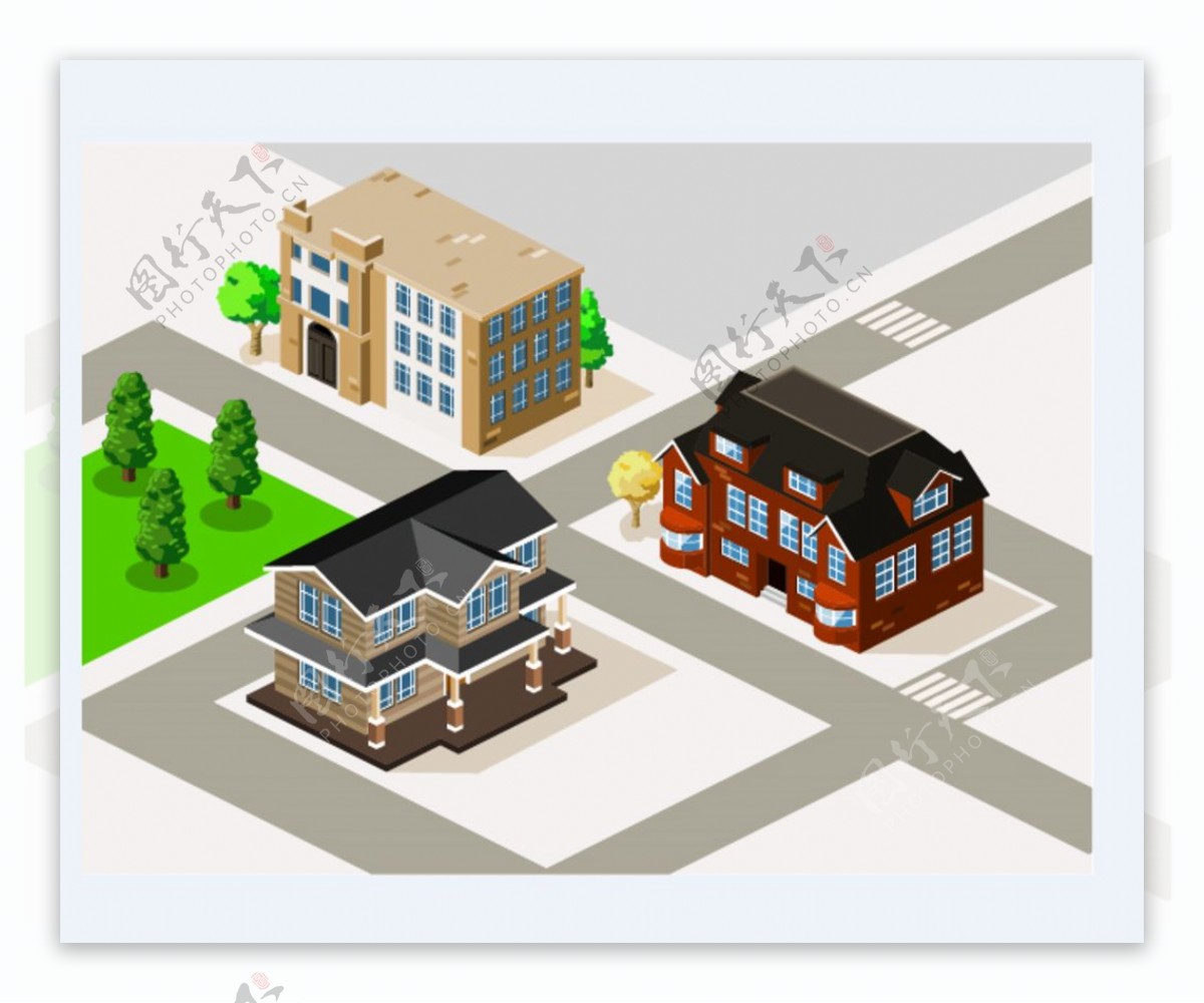 3D矢量房屋建筑图片