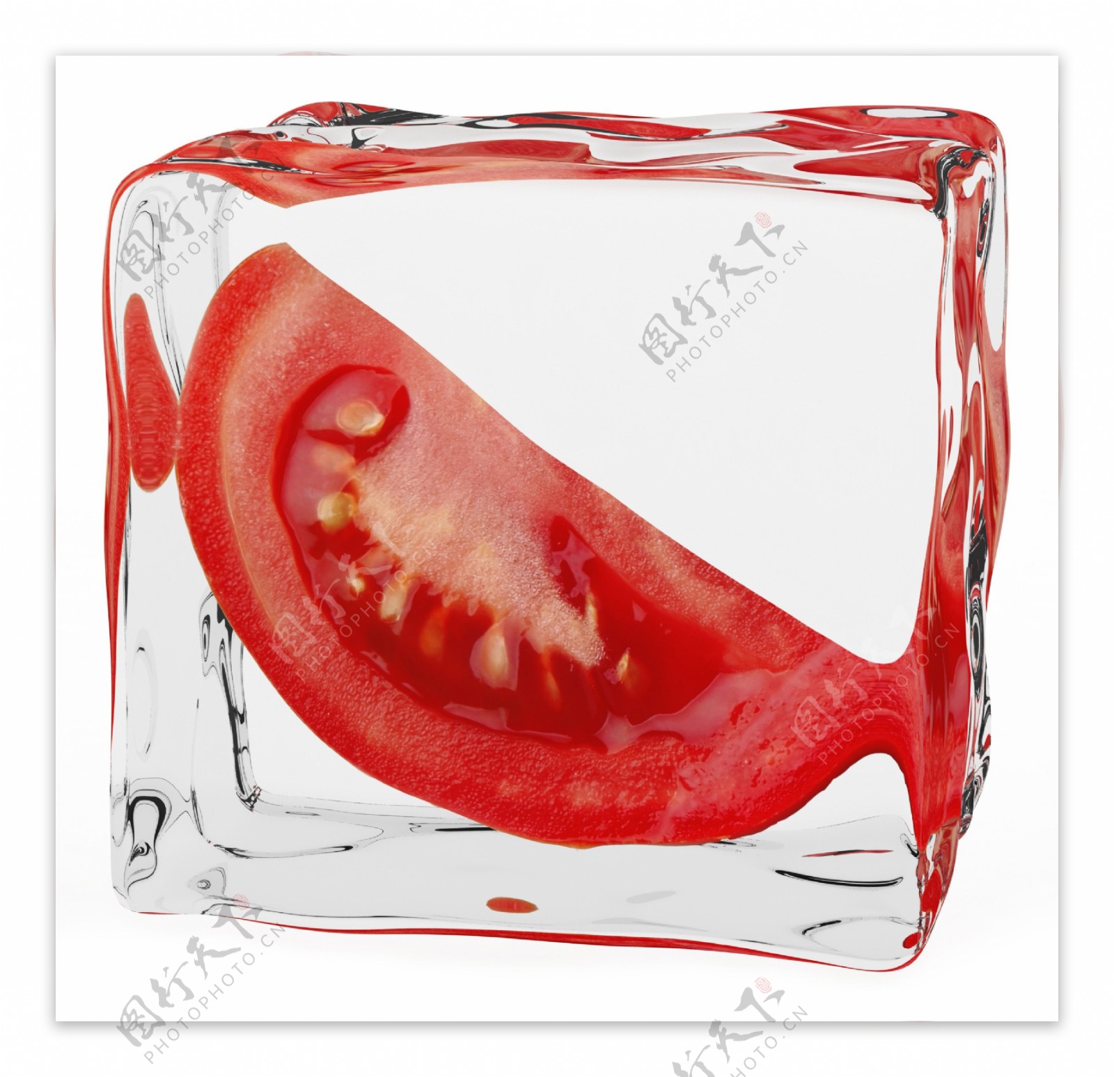 立体立方冰块西红柿图片
