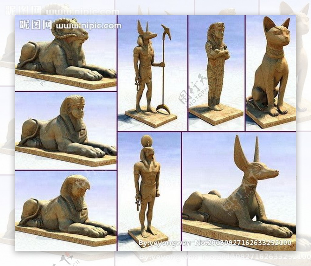 古埃及及希腊雕塑图片