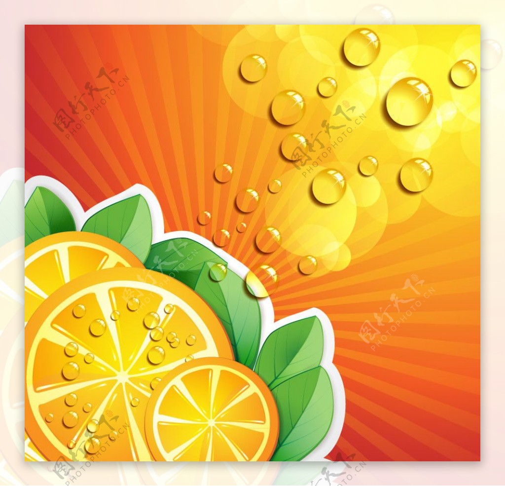 动感橙子水珠水滴图片
