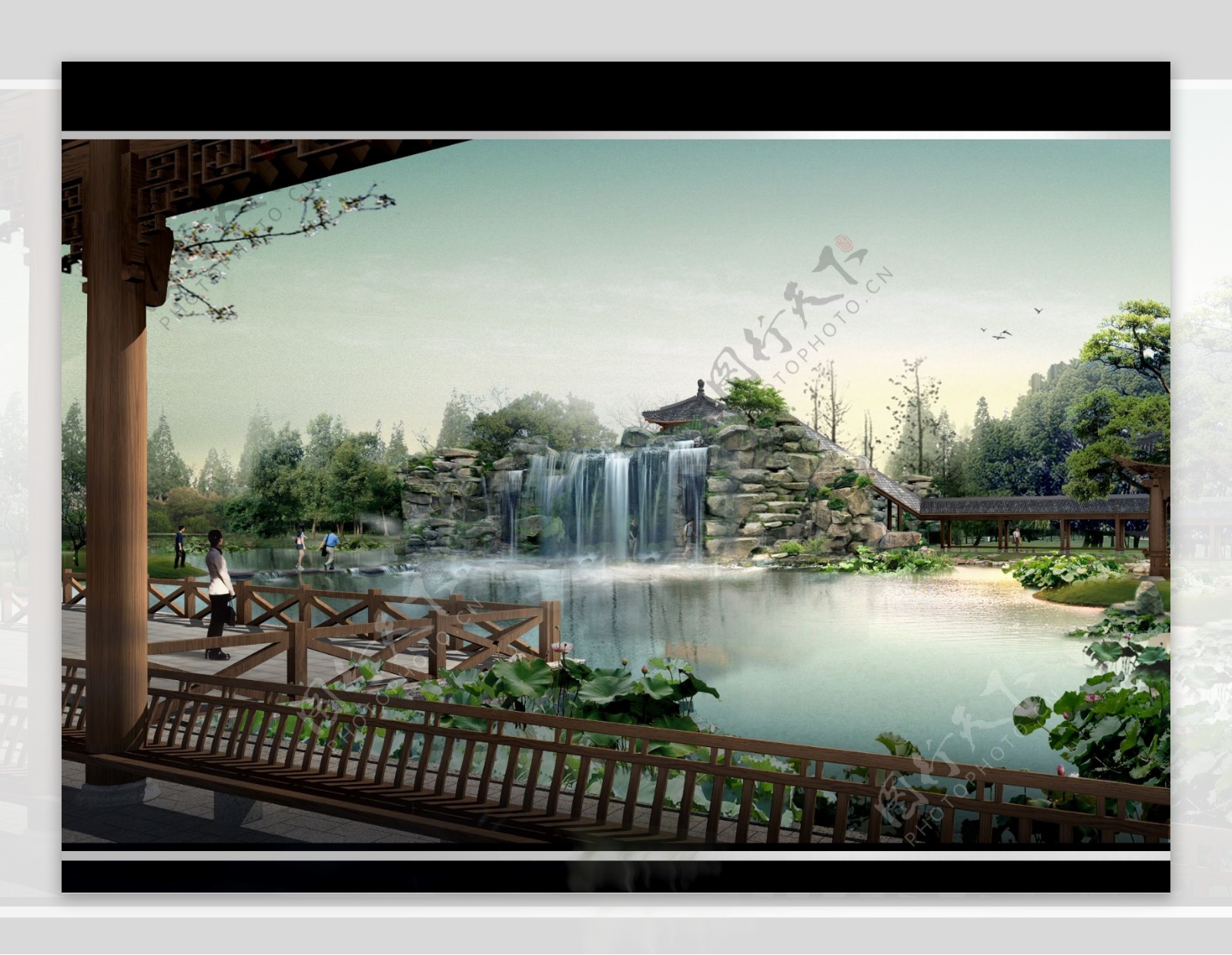 山水园林设计效果图PSD素材图片