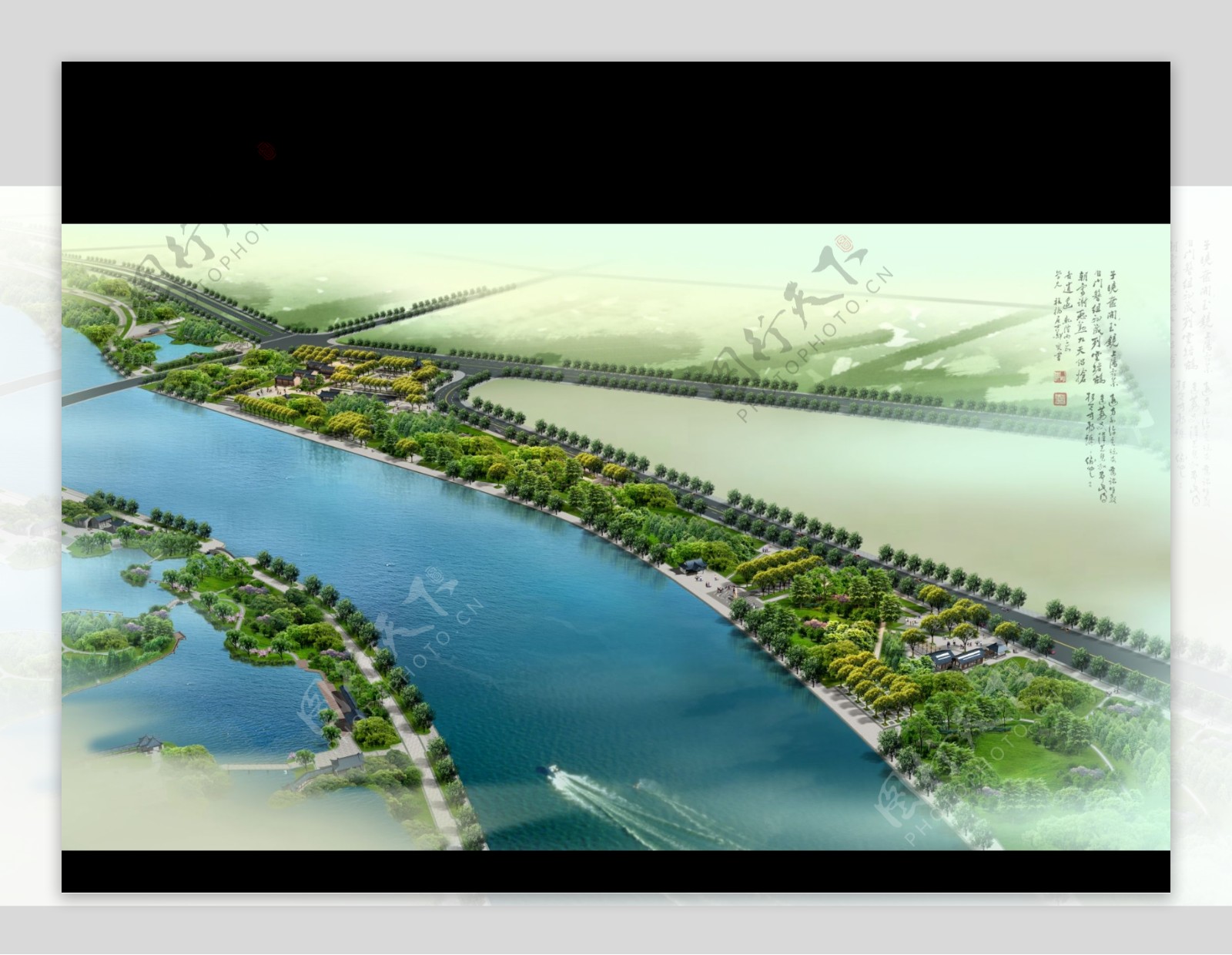 河流河道园林绿化效果图图片