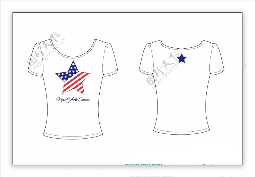 tshirtT恤印花可爱服装卡通五角星星条美国图片