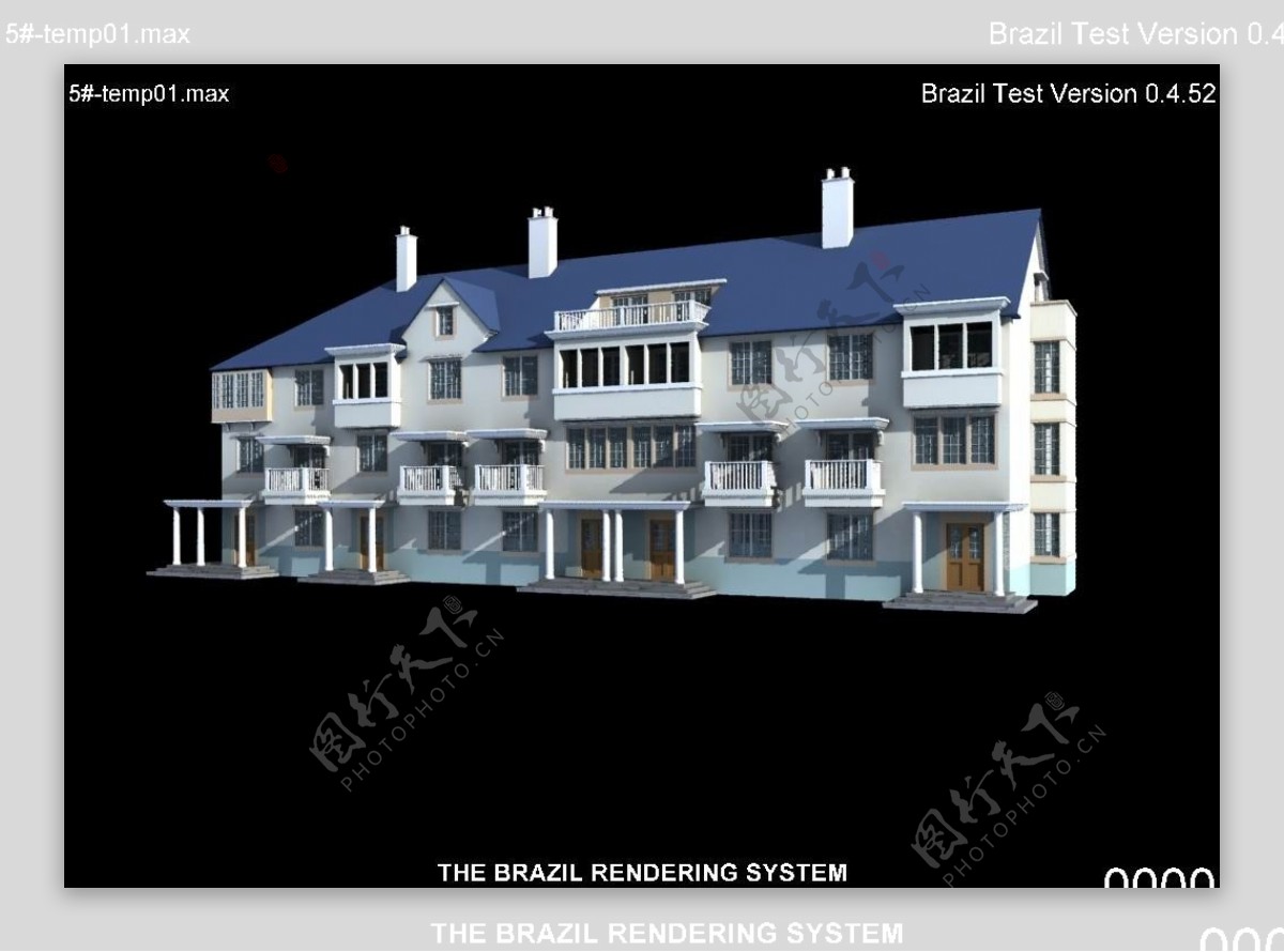 英伦风格三层坡屋顶别墅模型图片