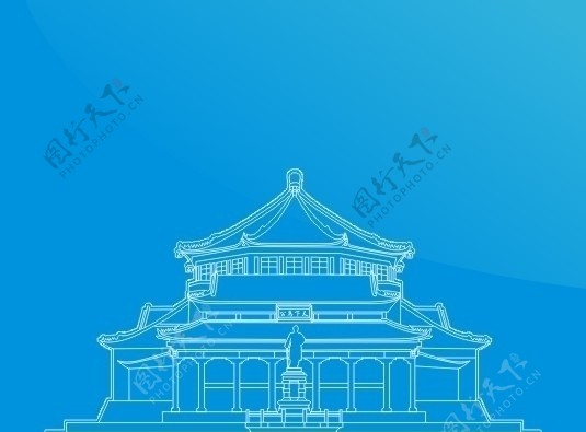 广州建筑物线稿图片