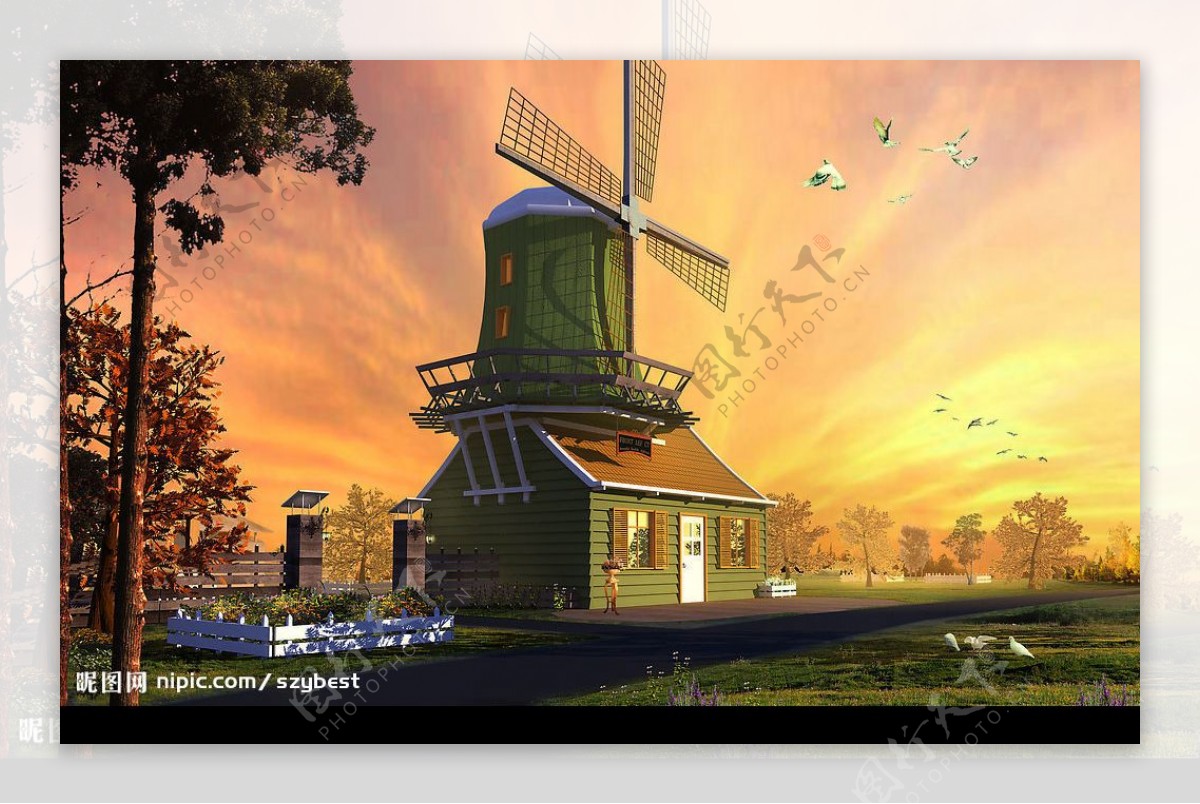欧式风车模型贴图全图片