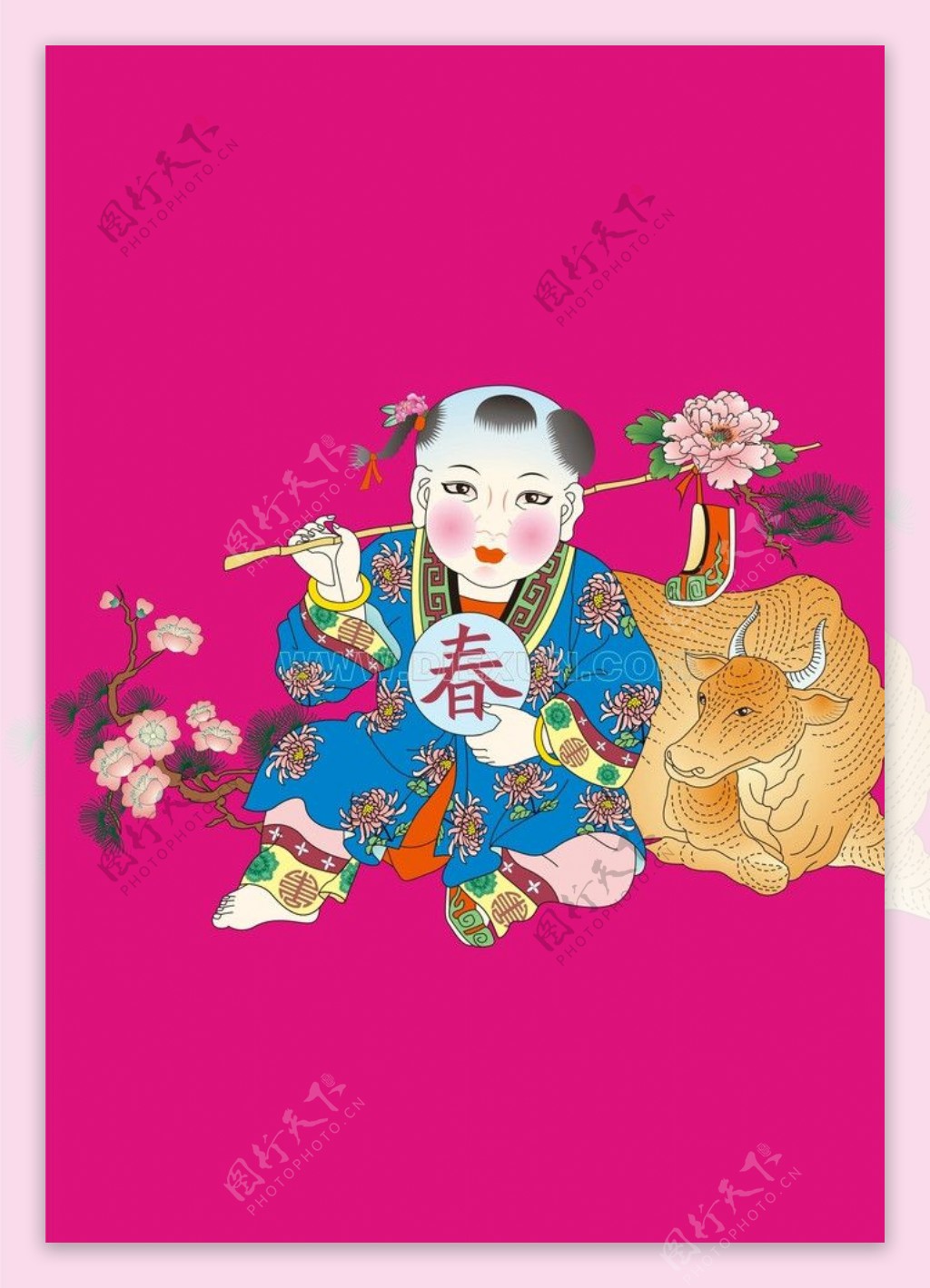 中国传统画牧童黄牛图片