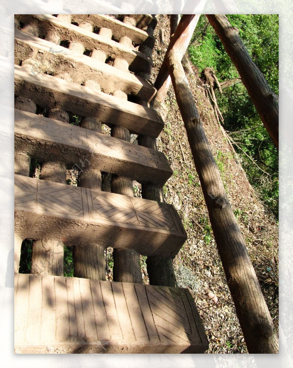 青城山的圆木桥图片