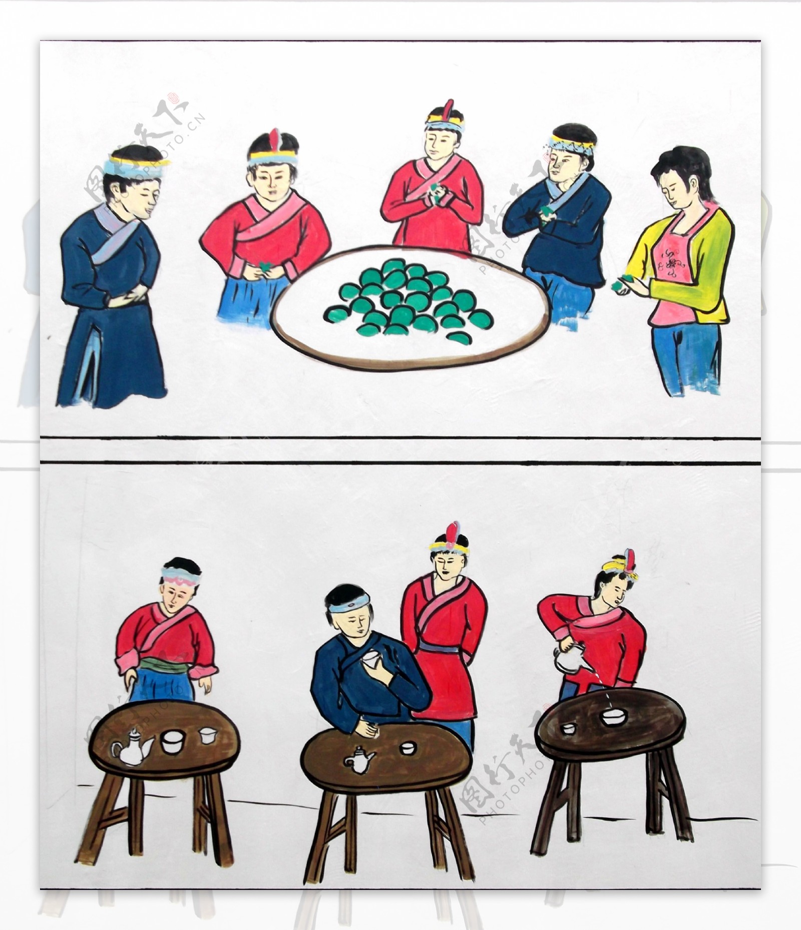畲族喝茶做糍粑图片