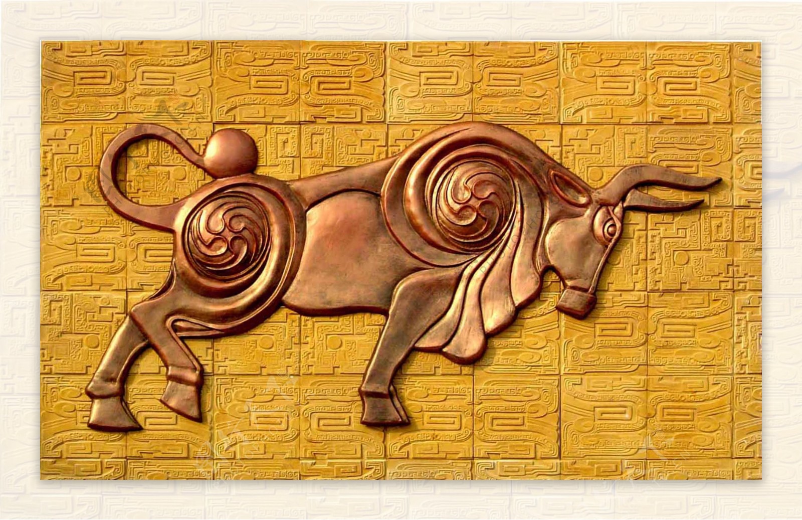铜牛浮雕装饰图片