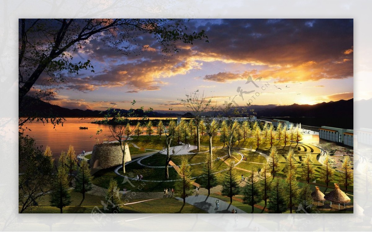 湖边广场环境设计图片