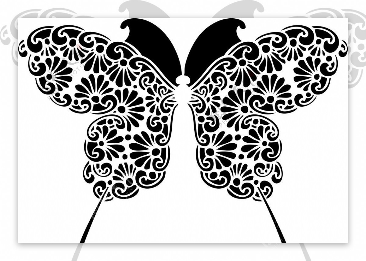 中国风剪纸艺术各种形状的蝴蝶免抠PNG素材