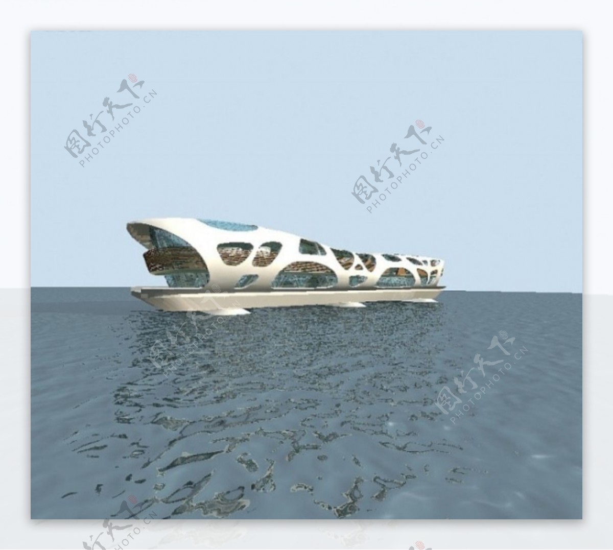 创意水上建筑3D模型图片