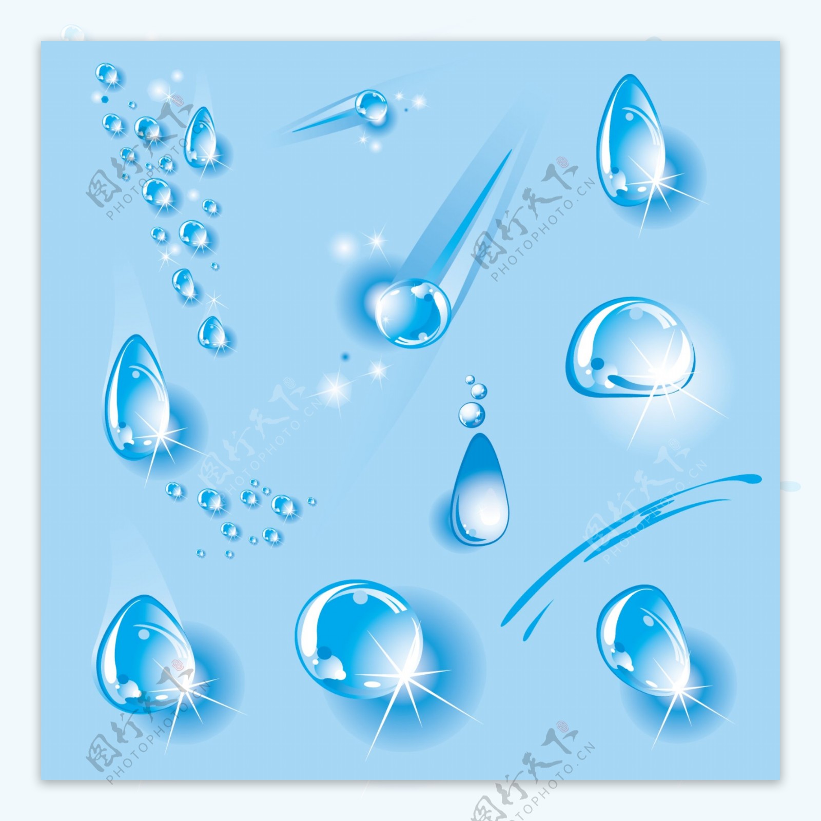 蓝色水珠素材模板图片