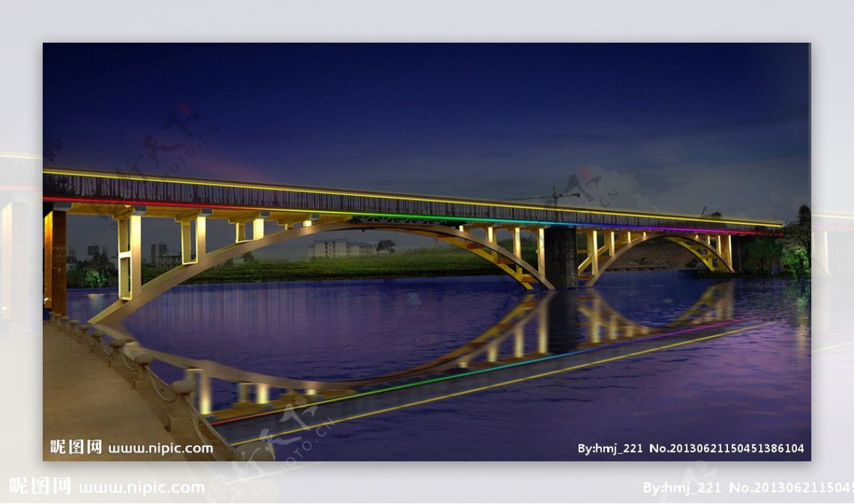 桥梁夜景效果设计图片