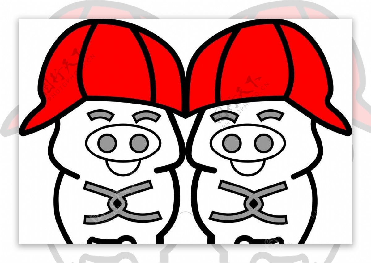 双胞胎logo猪图片