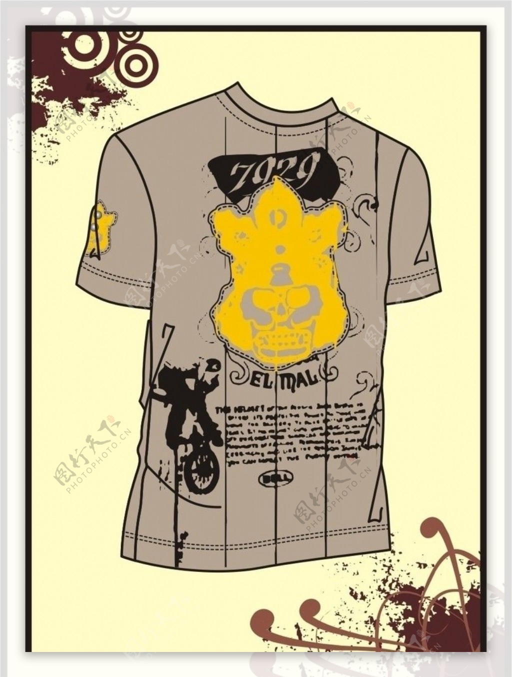 男装Tshirt印花设计极限单车运动图片
