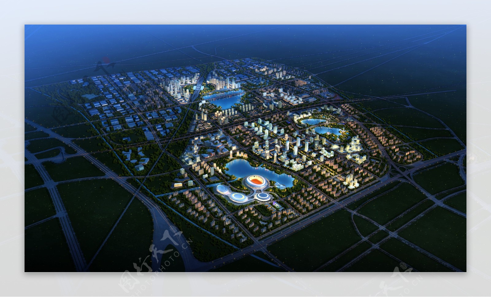 滨海新区塘沽海洋高新区夜景效果图图片