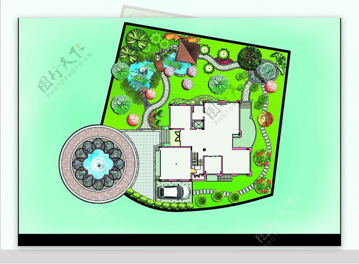 私家花园绿化平面图图片
