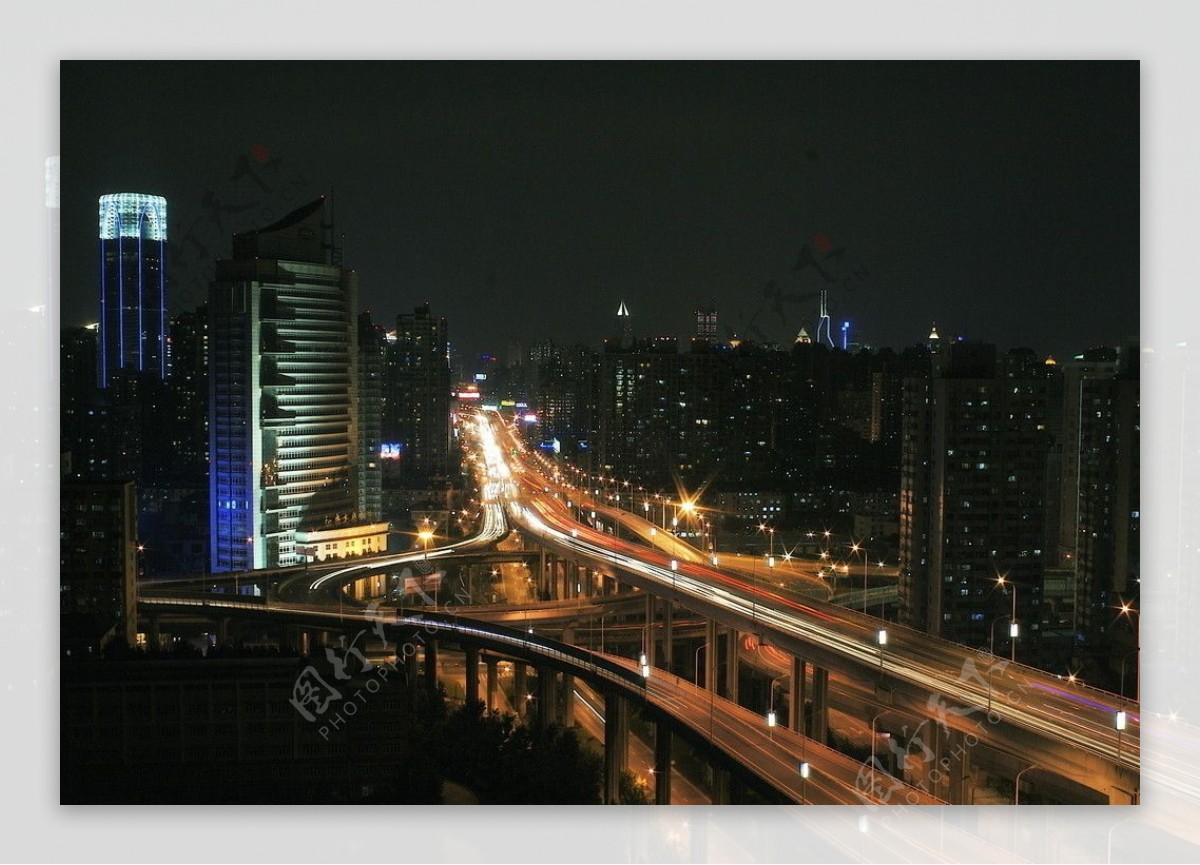 上海卢湾区路段内环高架夜景图片