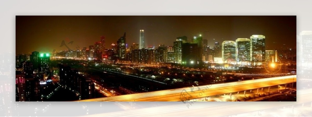 鸟瞰北京CBD夜景图片