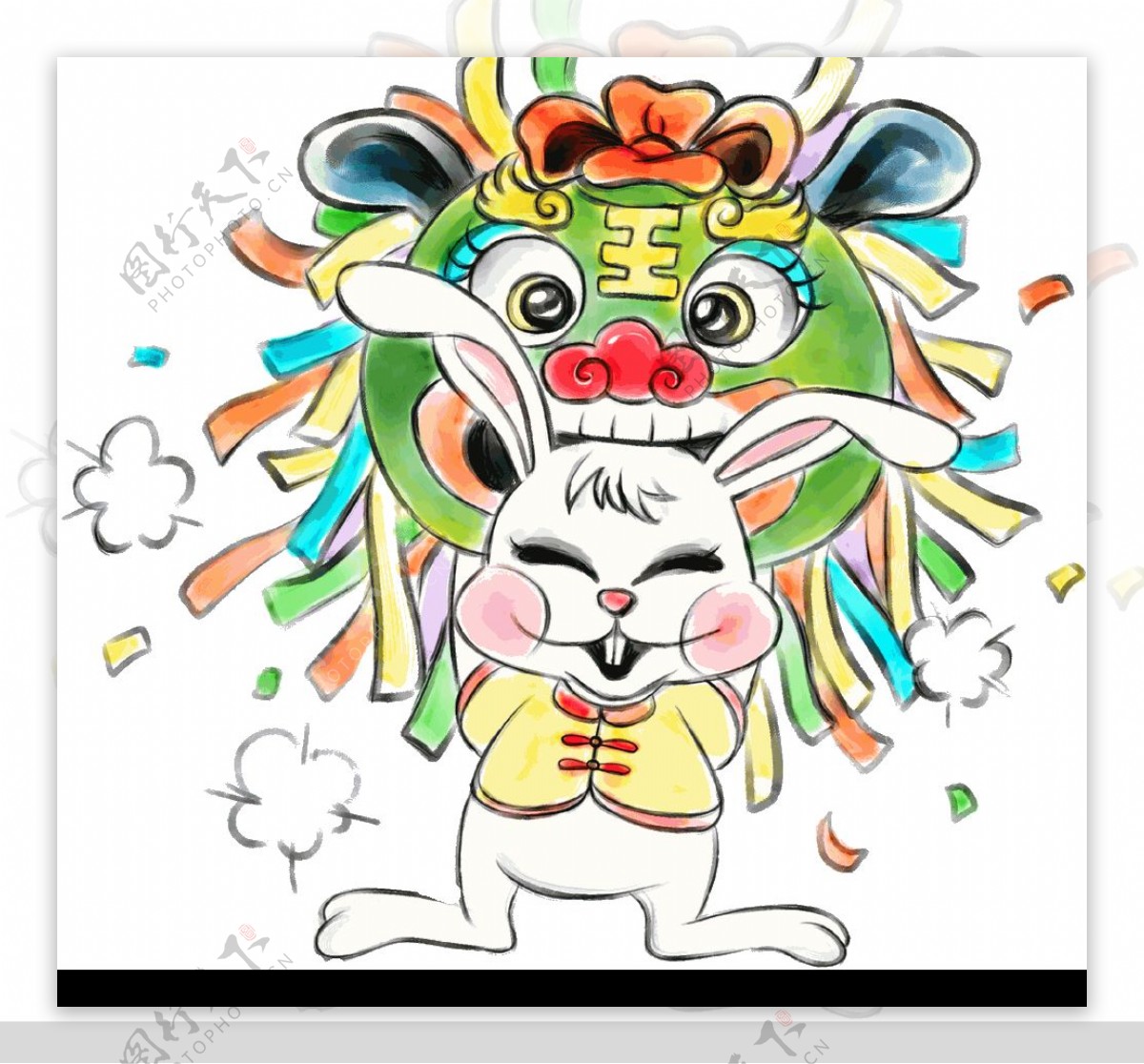 中国水墨画12生肖兔图片