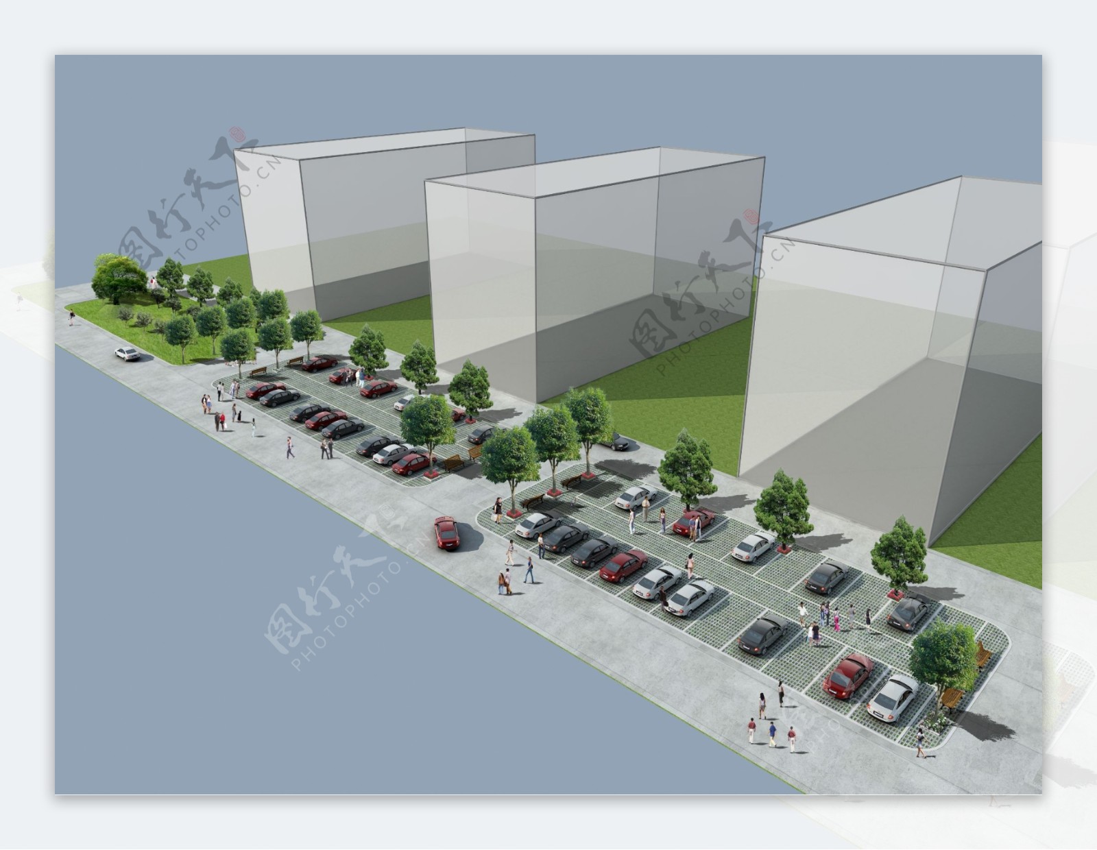 道路停车场绿化图图片