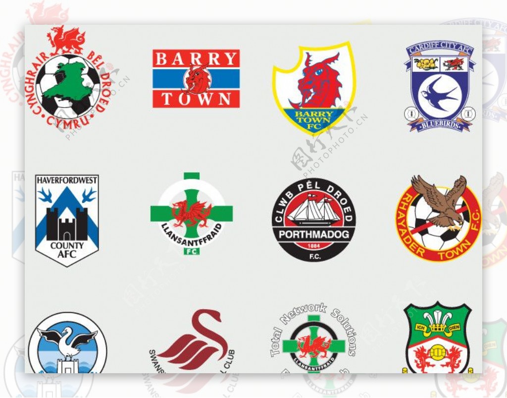 全球2487个足球俱乐部球队标志威尔士图片