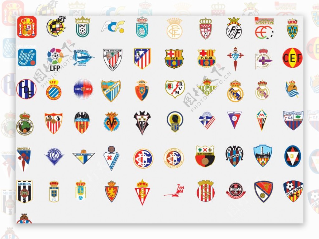 全球2487个足球俱乐部球队标志西班牙图片