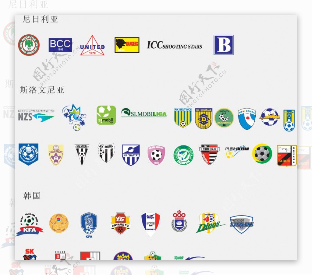 全球2487个足球俱乐部球队标志尼日利亚斯洛文尼亚韩国图片