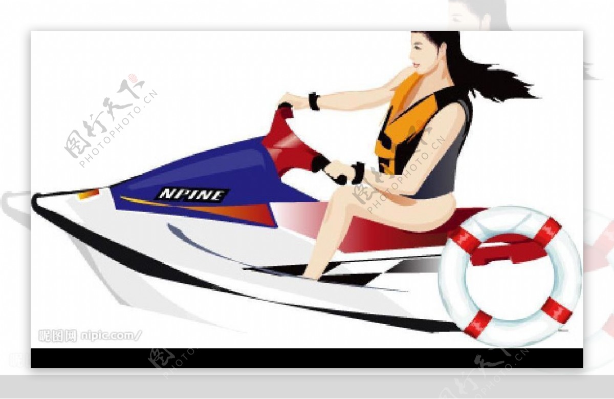 驾使摩托艇的女性图片