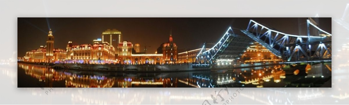 天津海河解放桥夜景图片
