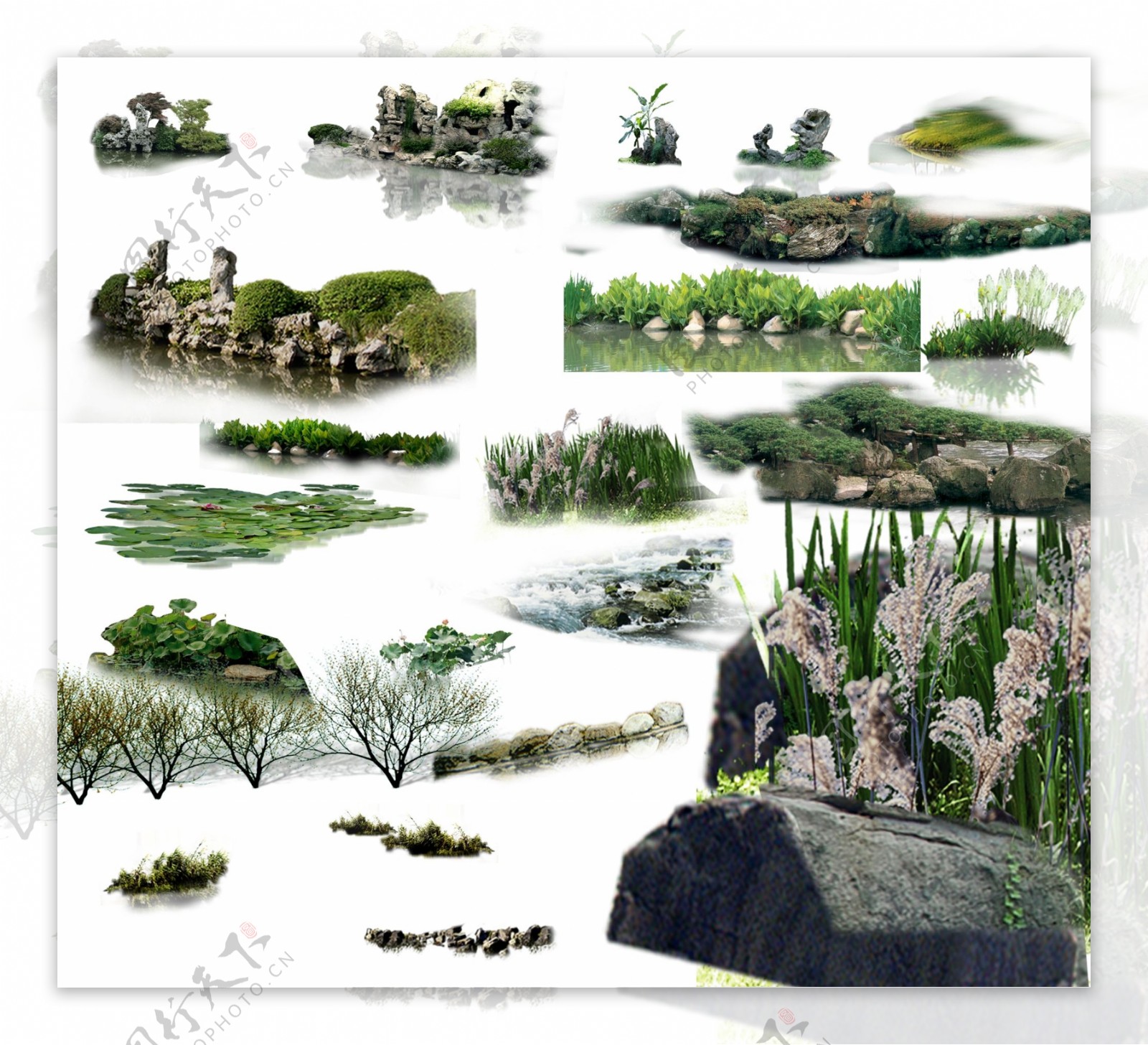 水景景观效果图psd素材图片