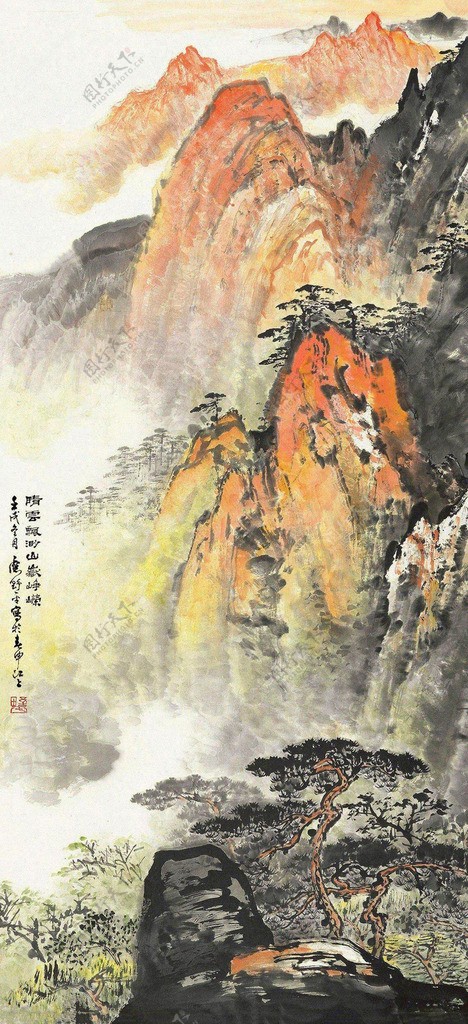 晴云山岳图图片