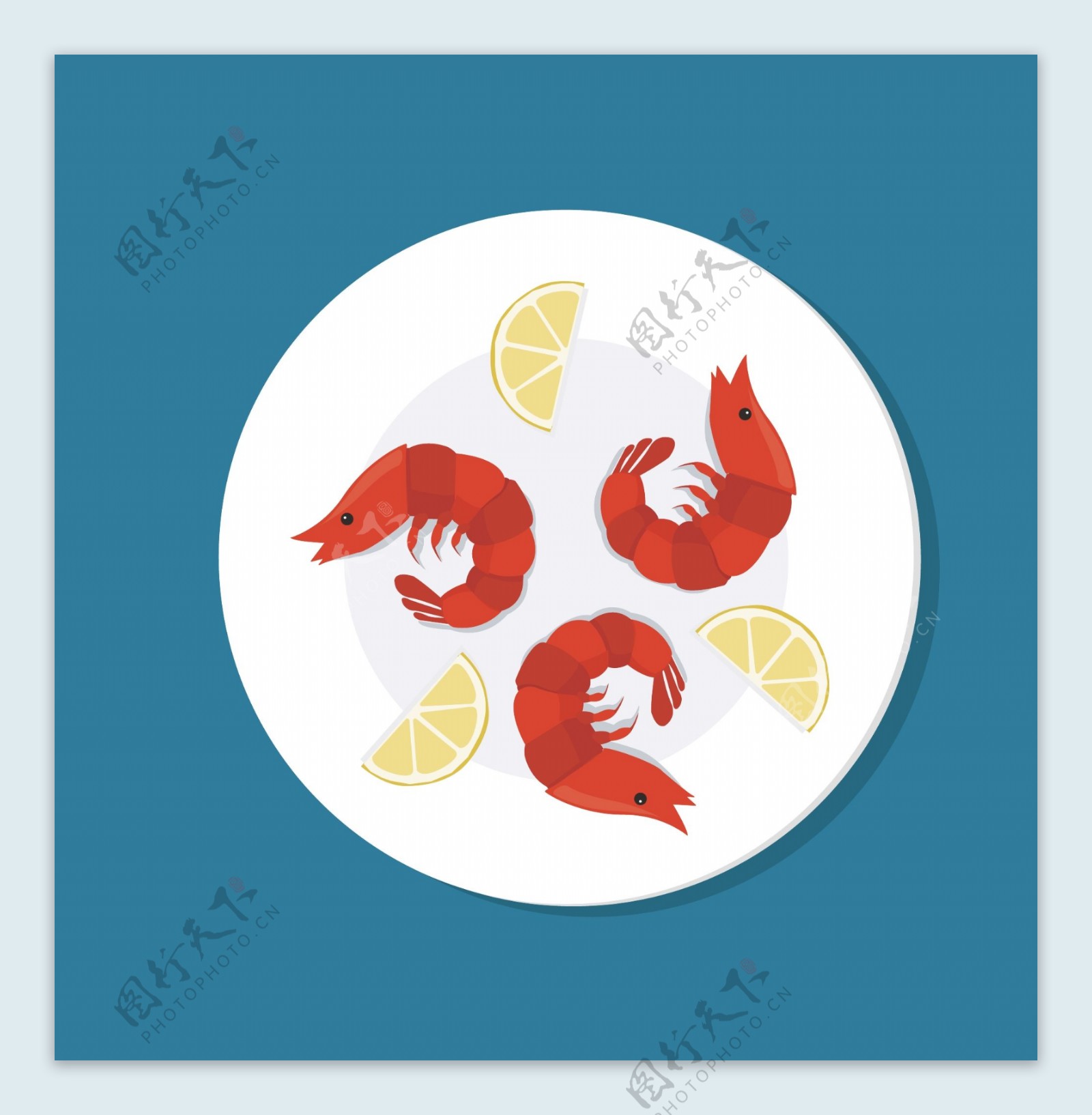 虾扁平化美食图标图片